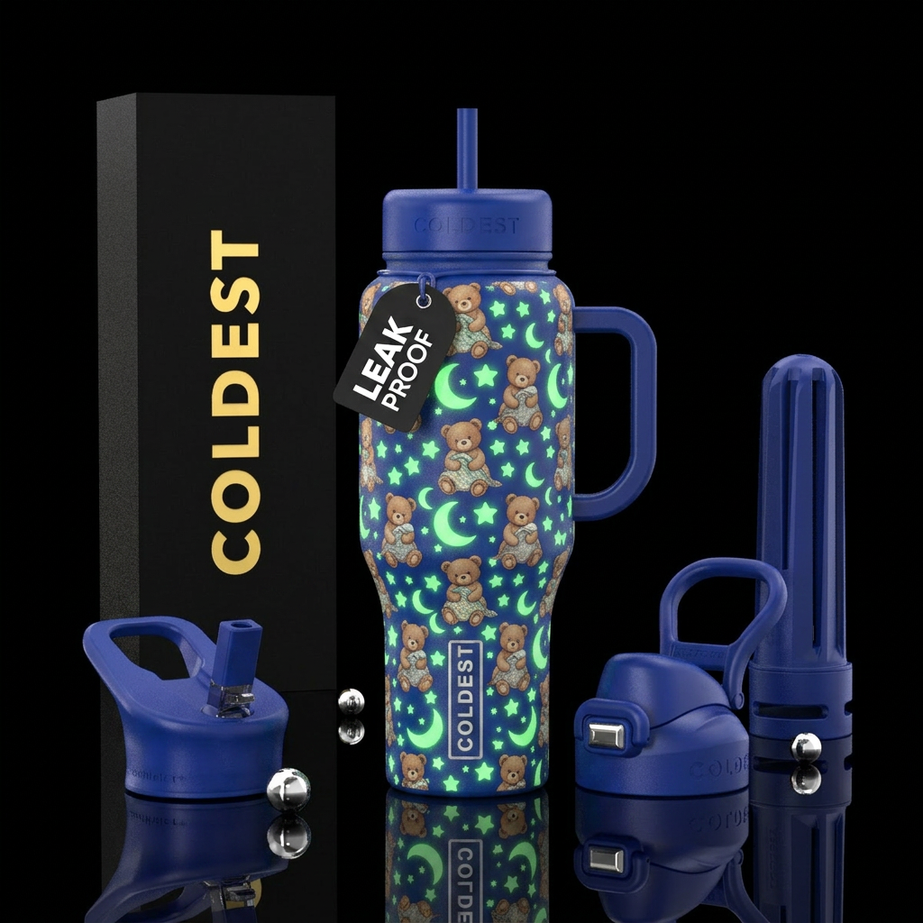 beary glowie water bottle design