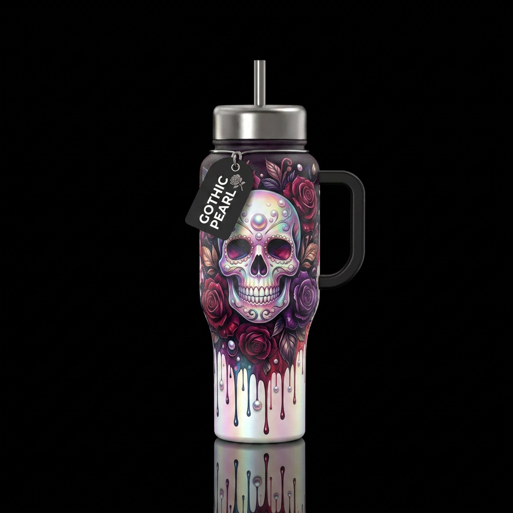 pearl skull water bottle design