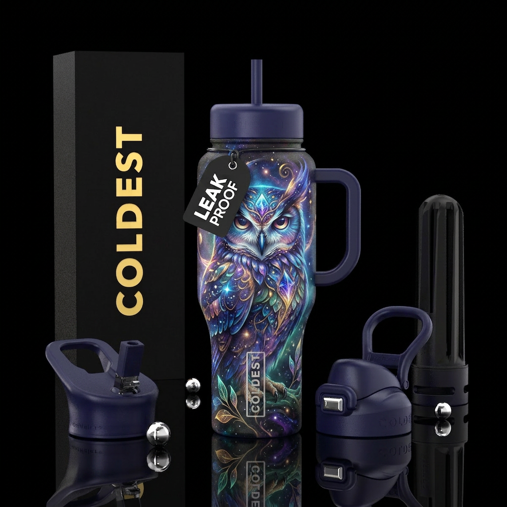 Majestic Owl water bottle design