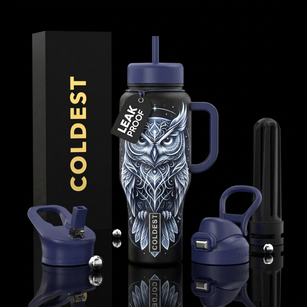 Mystical Owl water bottle design