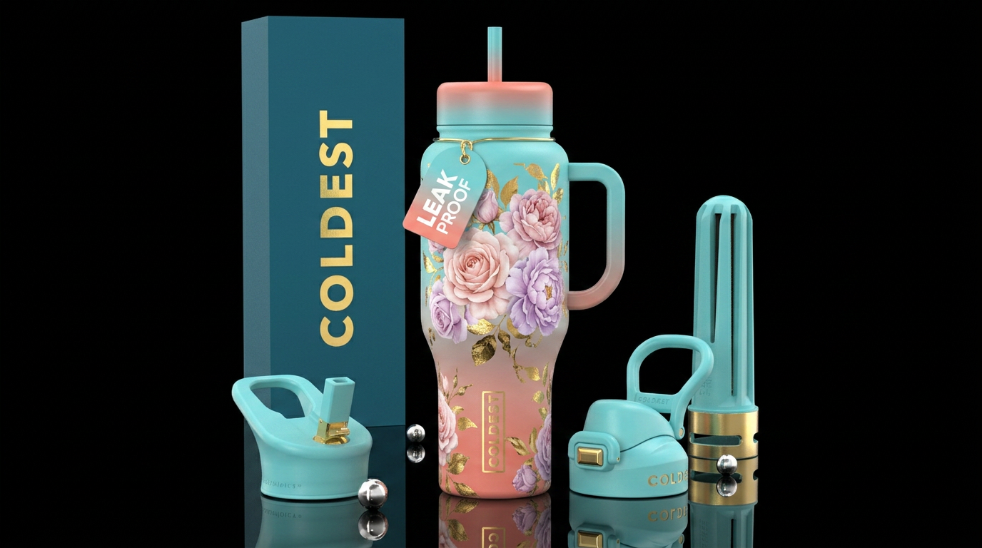 Floral Tiffany water bottle design