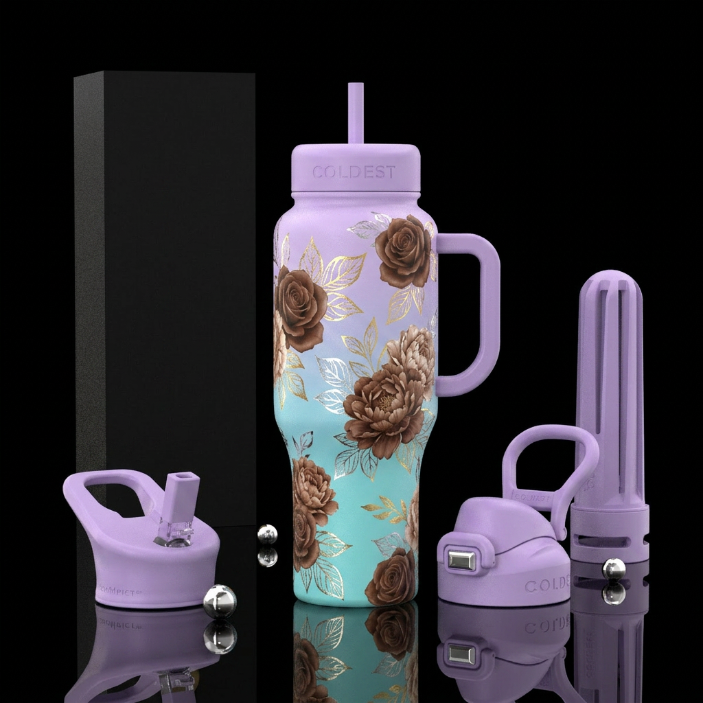 Floral Lavender water bottle design
