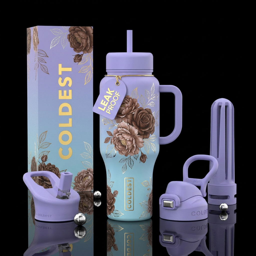 Lavender fields water bottle design