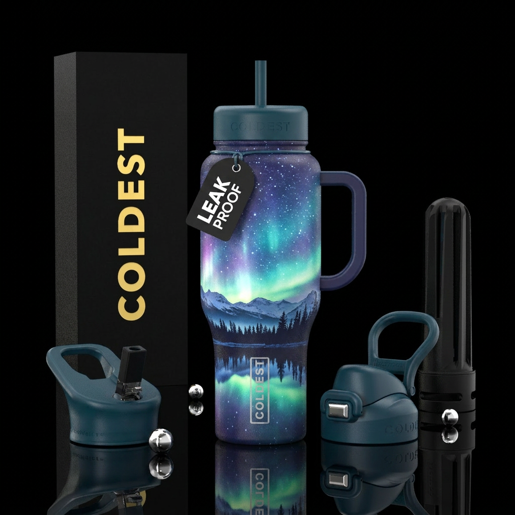 northern lights water bottle design