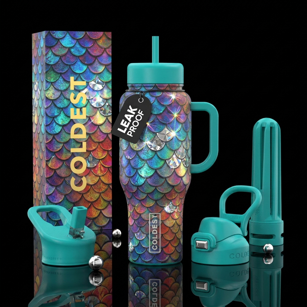 rainbow scales water bottle design