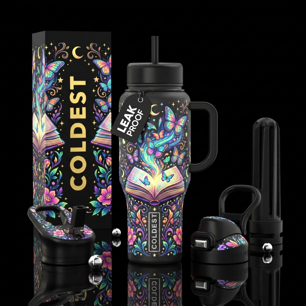 Butterfly garden water bottle design