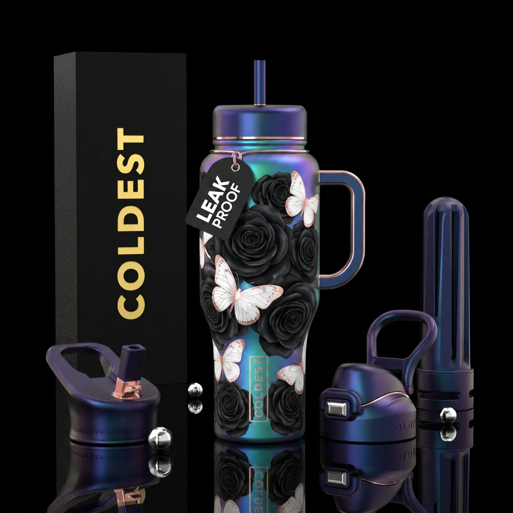 iridescent water bottle design