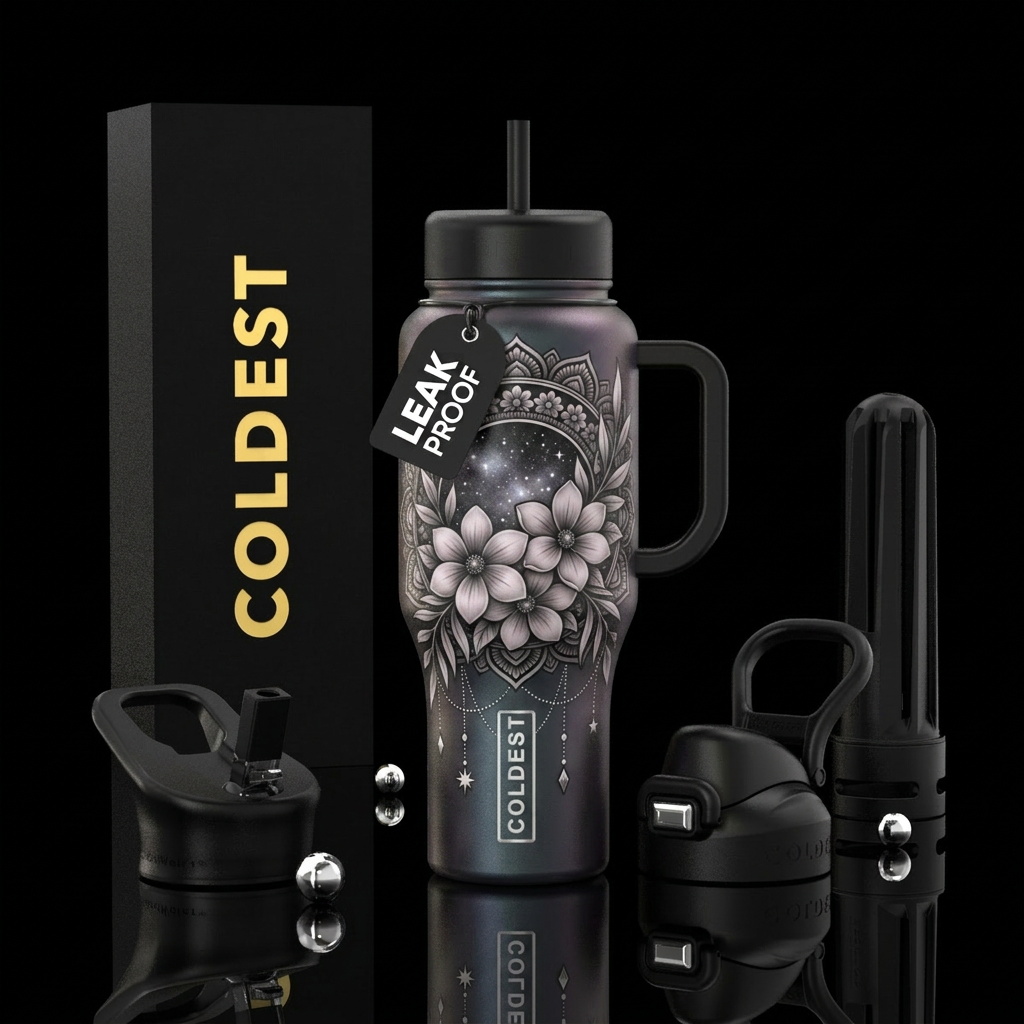 Floral pearl water bottle design