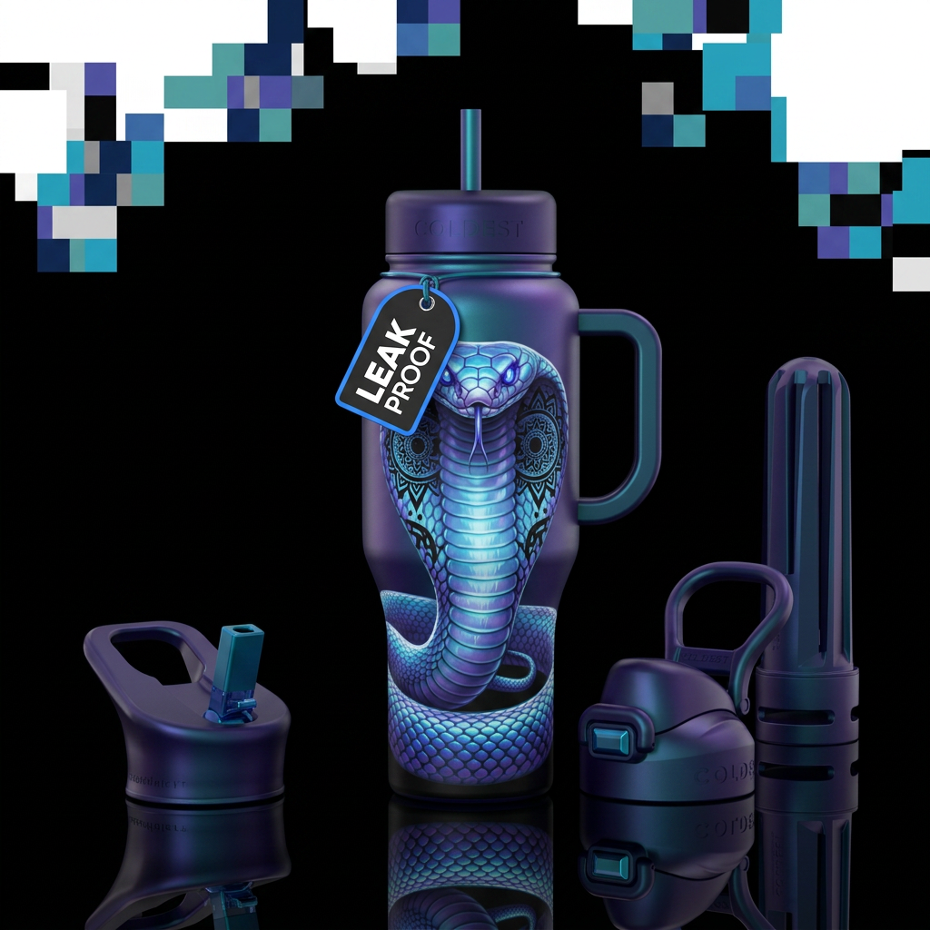 Hooded Cobra water bottle design
