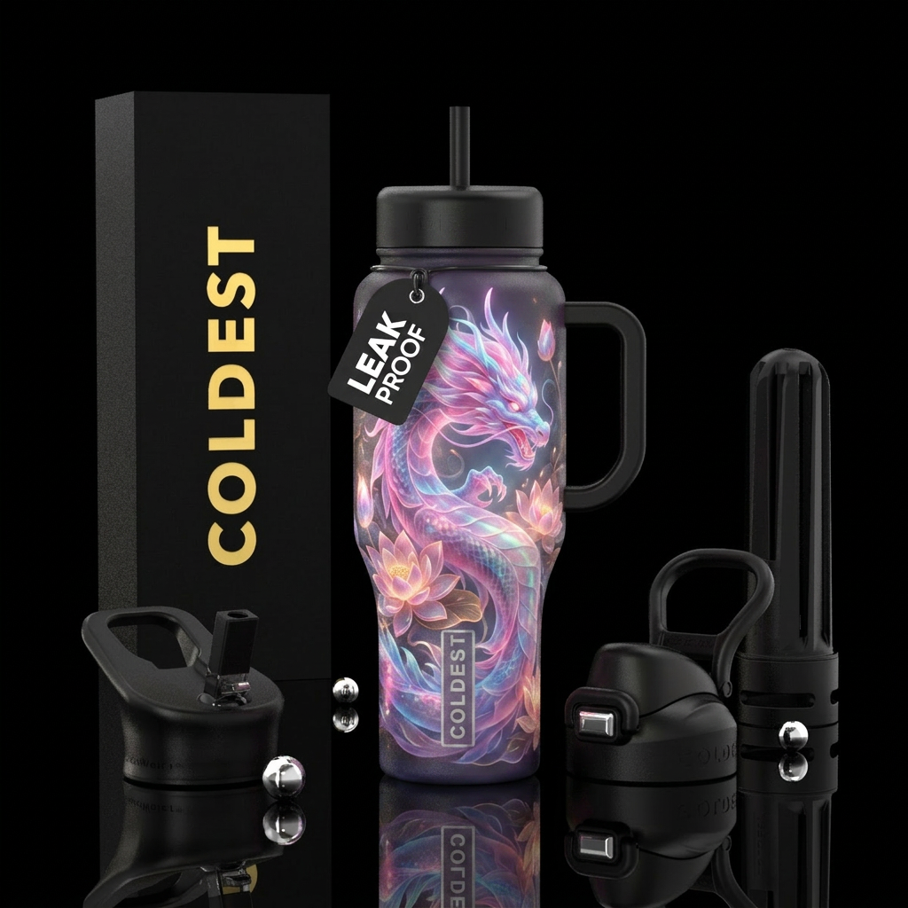 Lotus Dragon water bottle design