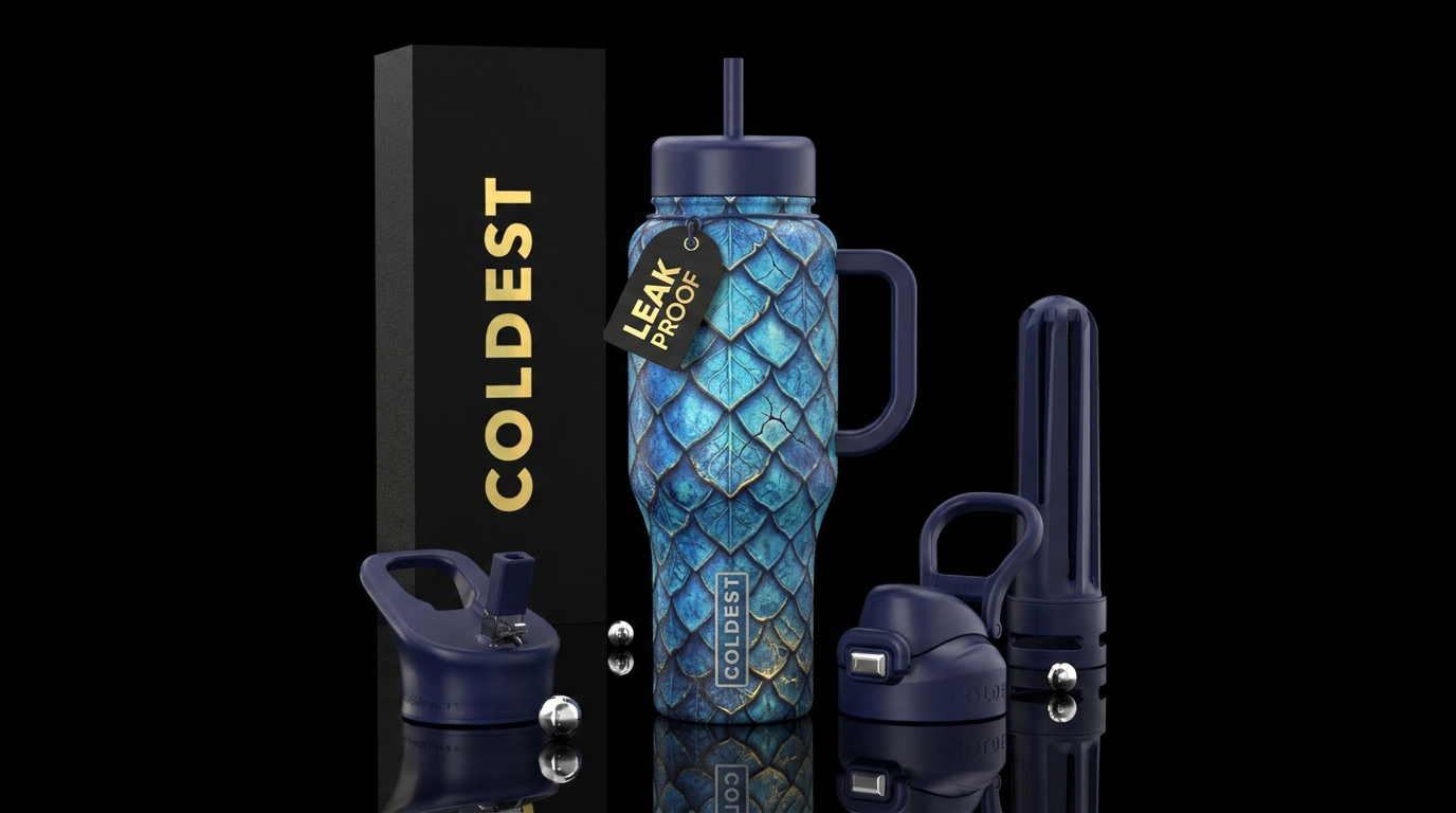Scales of blue water bottle design