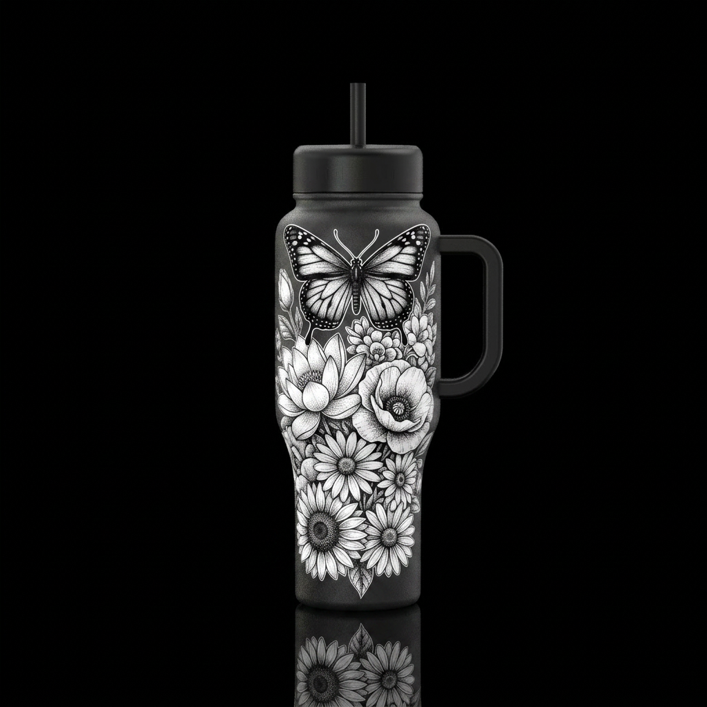 sunflower garden water bottle design