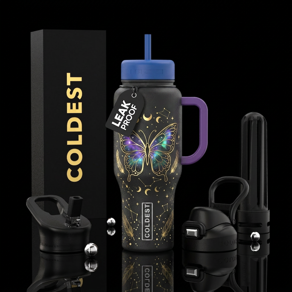 butterfly nebula water bottle design