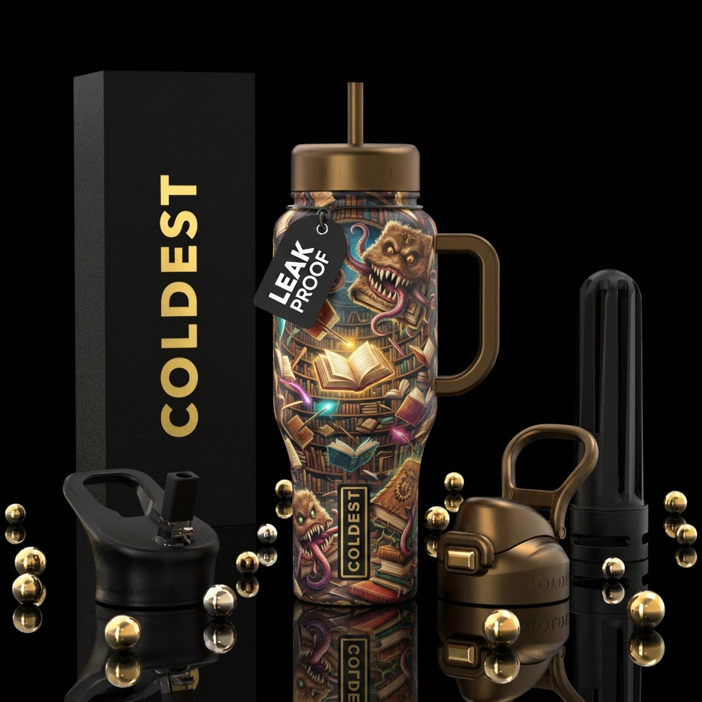 Monster Book water bottle design