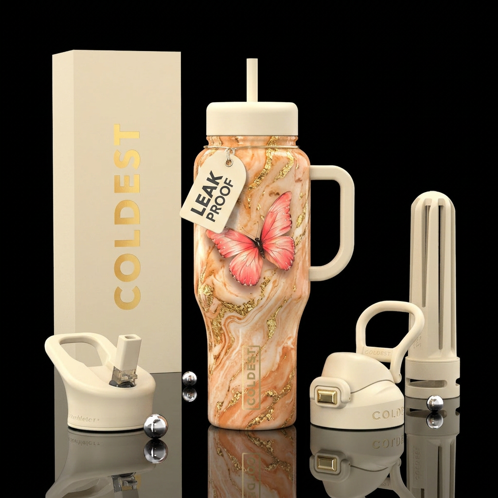 coral flutters water bottle design