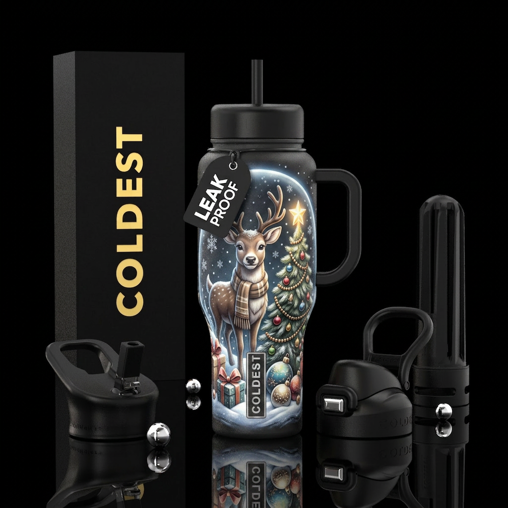 Christmas night water bottle design