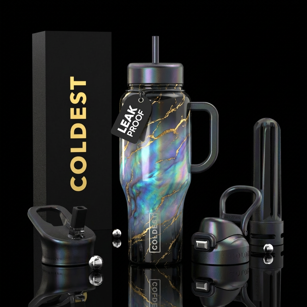 pearlescent black on top and bottom of cup  blendi... water bottle design