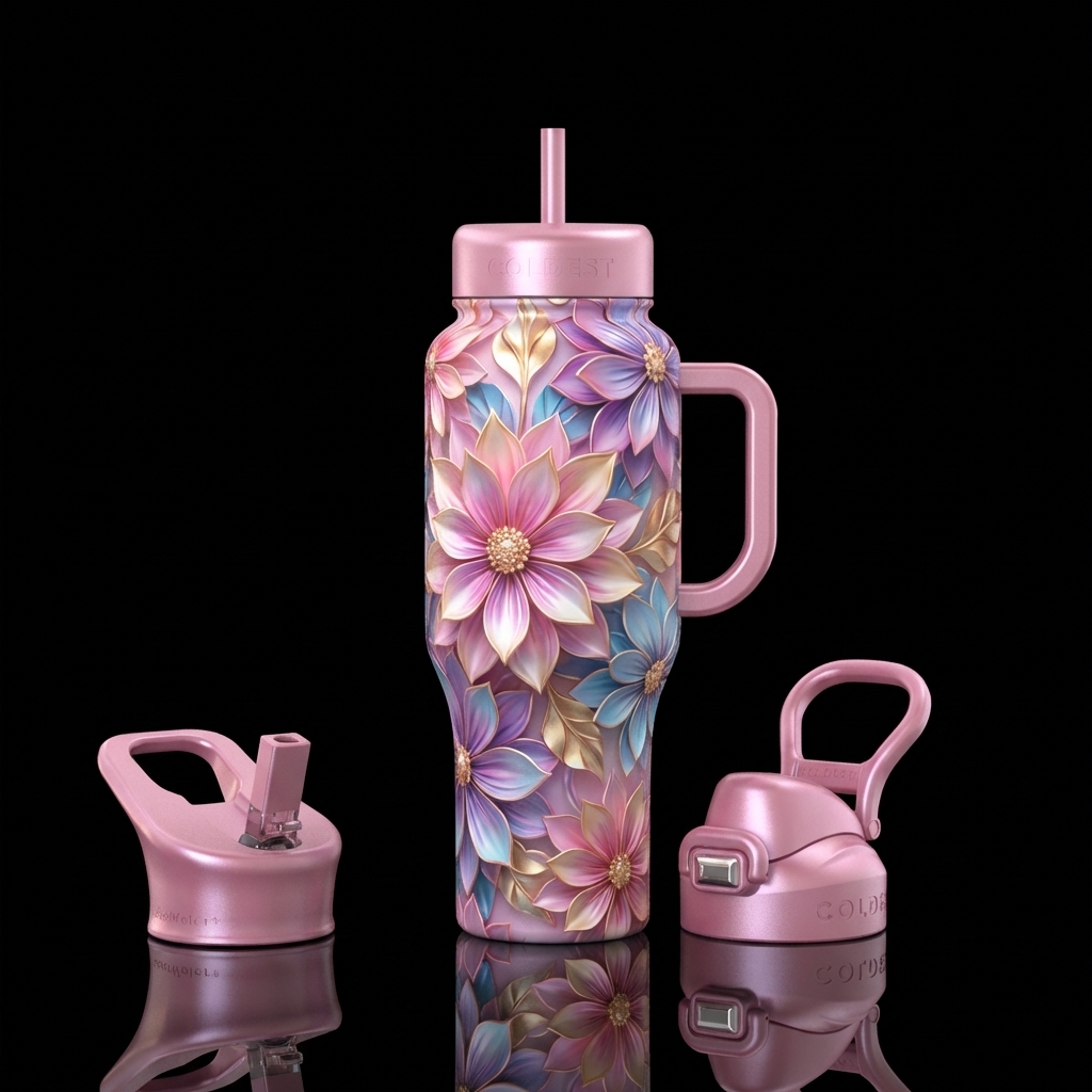high definition 3d multi layer beautiful petals fl... water bottle design