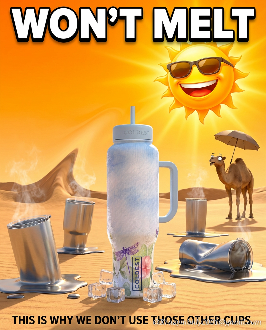 Coldrst tumbler icy, other tumblers melting in sun water bottle design