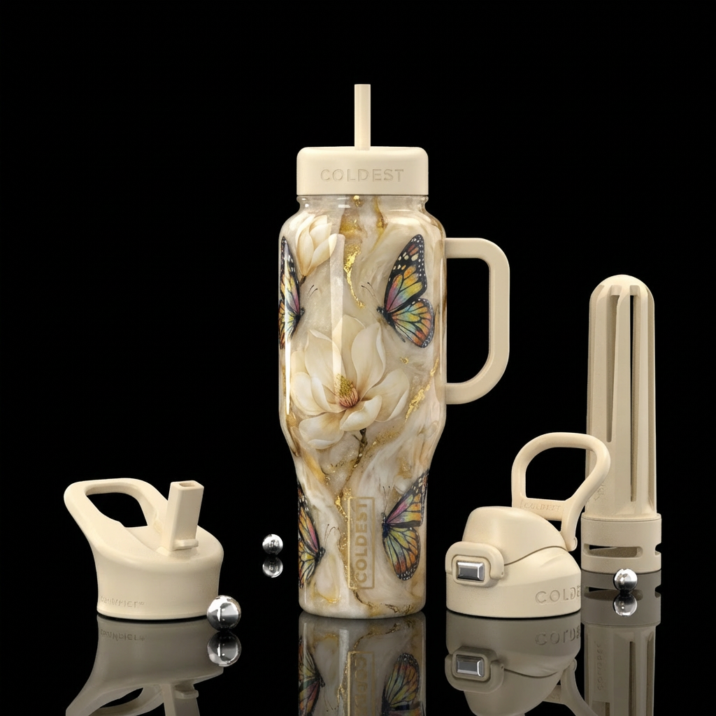Butterflies water bottle design