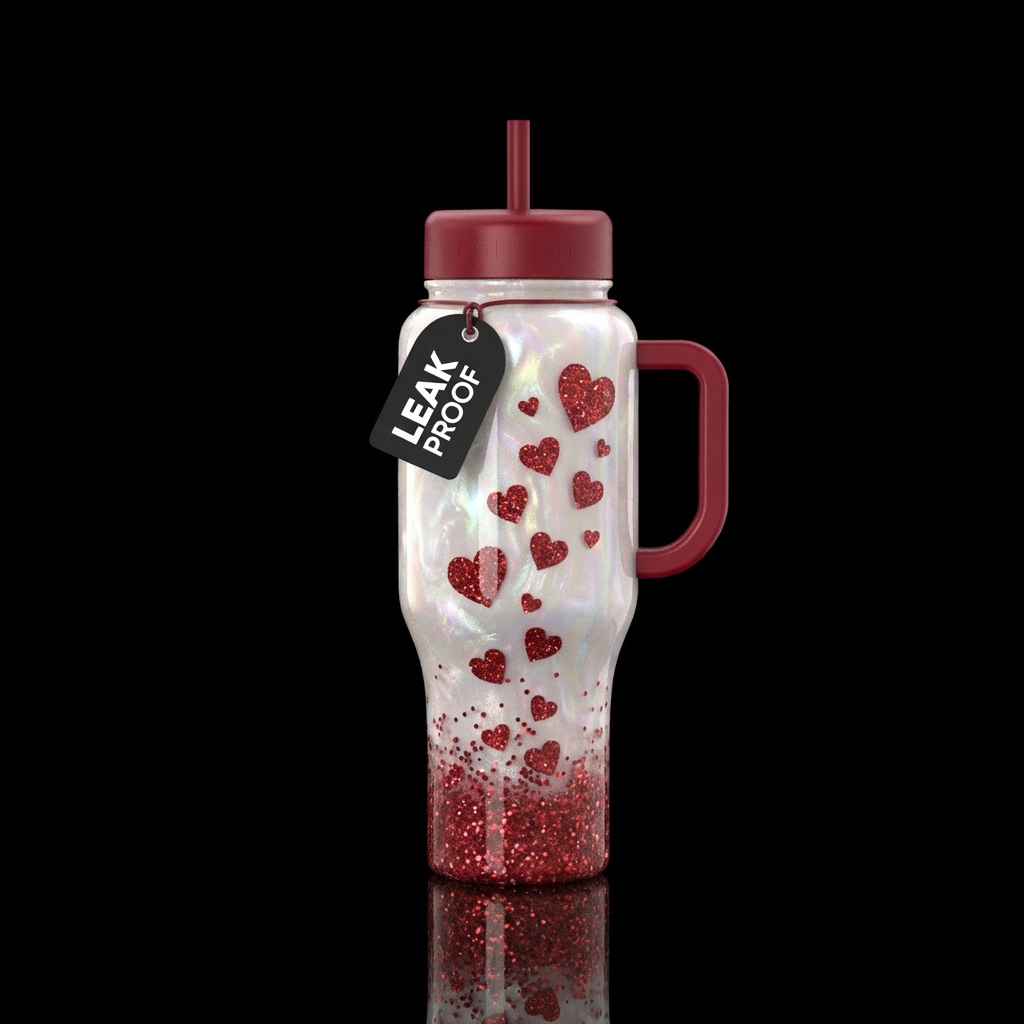 Hearts water bottle design