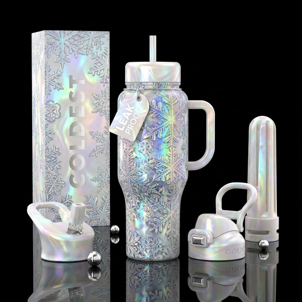 snowflakes water bottle design