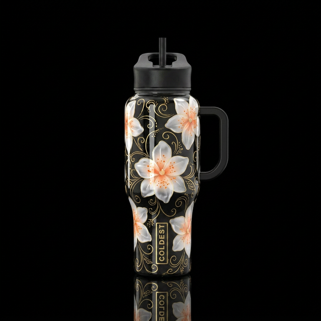 Flowers water bottle design
