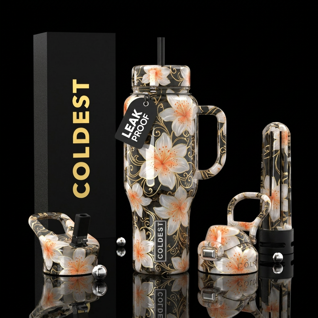 Flowers water bottle design