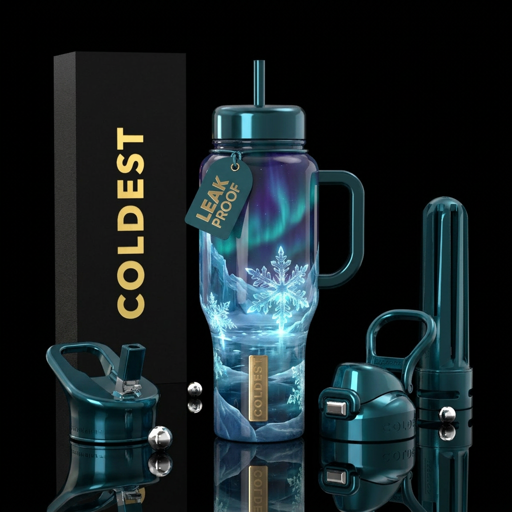 snowflakes water bottle design
