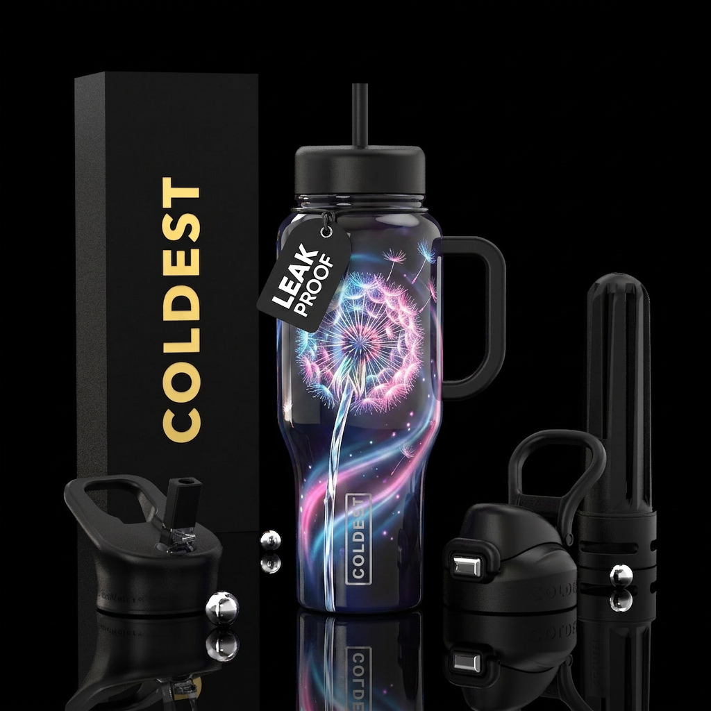 Dandelion puff water bottle design