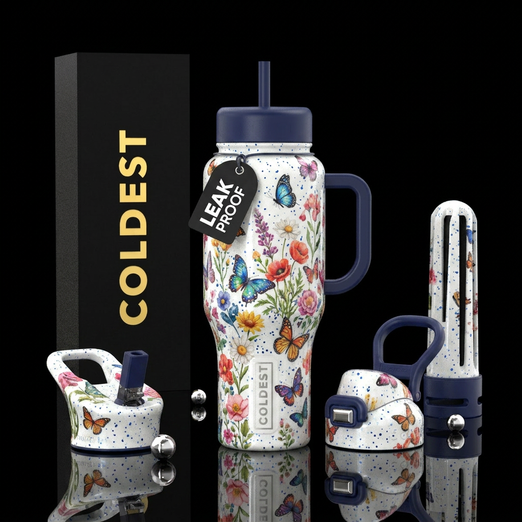 Butterflies water bottle design