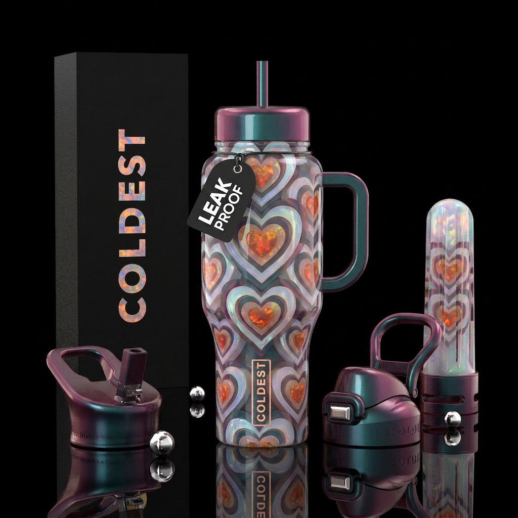 Hearts water bottle design