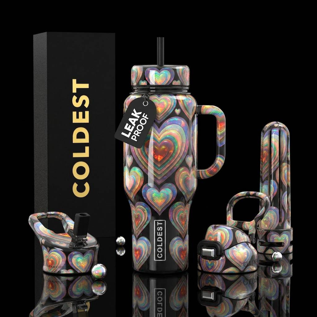 Hearts water bottle design