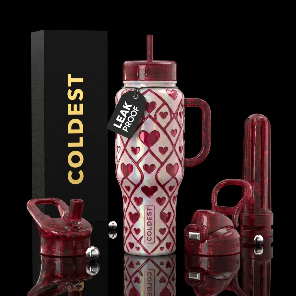 Hearts water bottle design