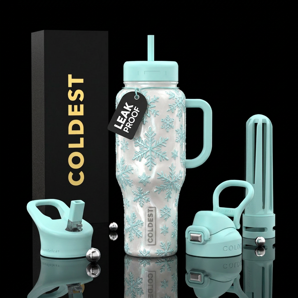 snowflakes water bottle design