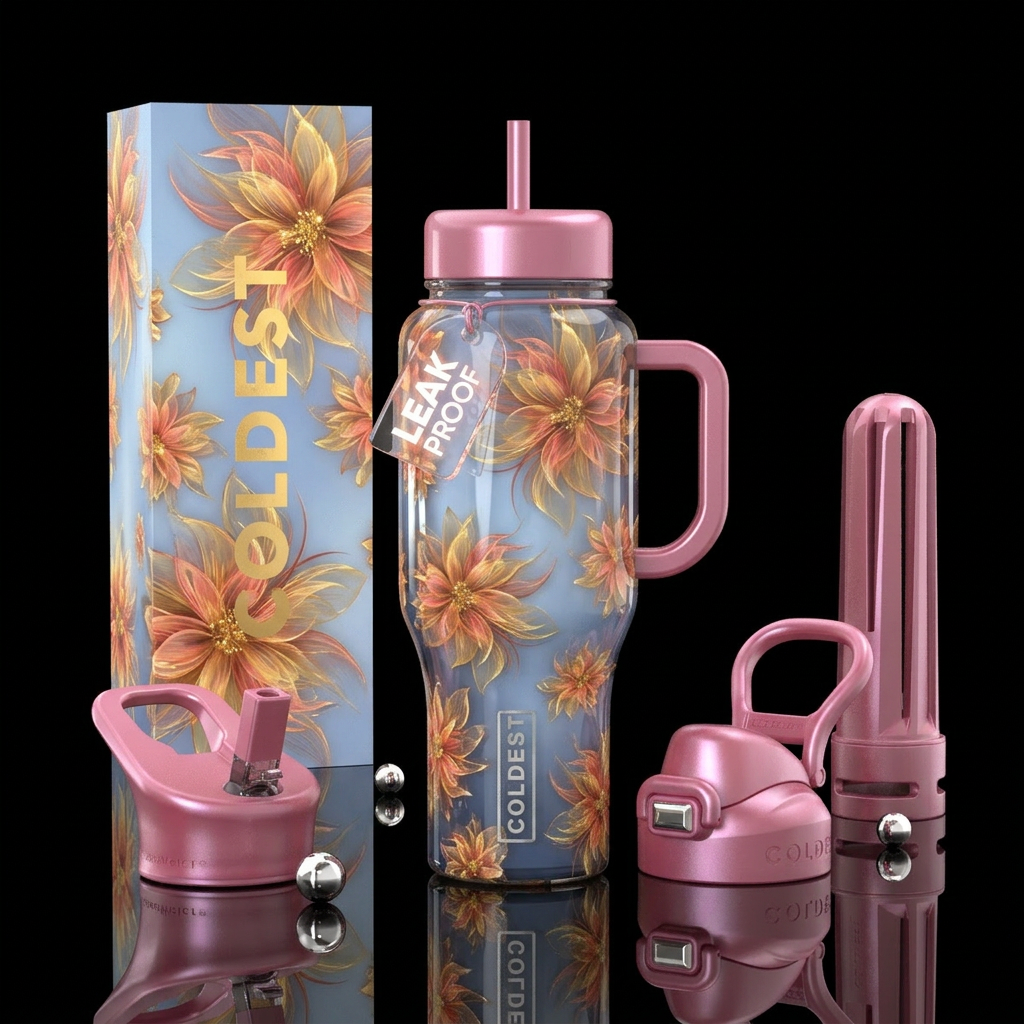 Flowers water bottle design