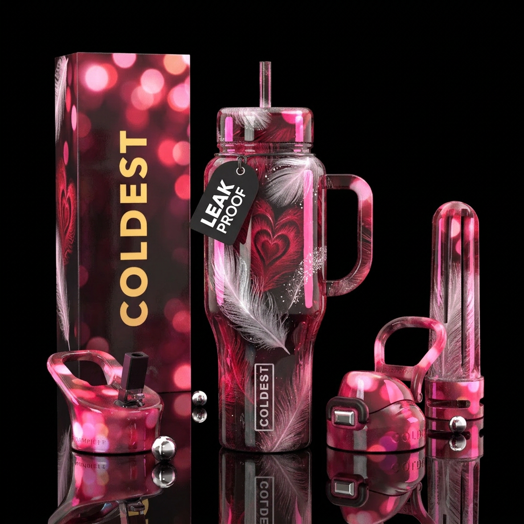 Hearts water bottle design
