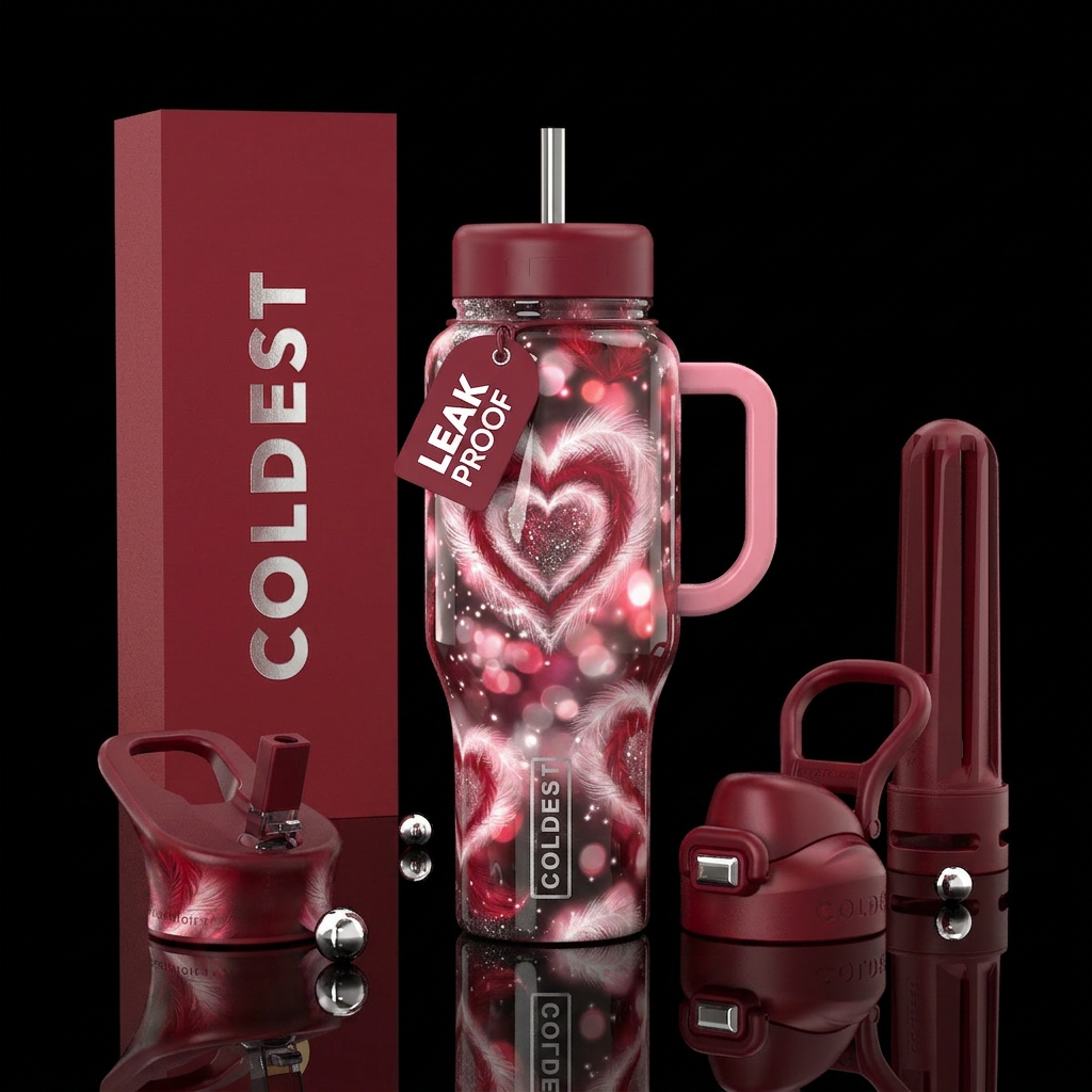 Hearts water bottle design