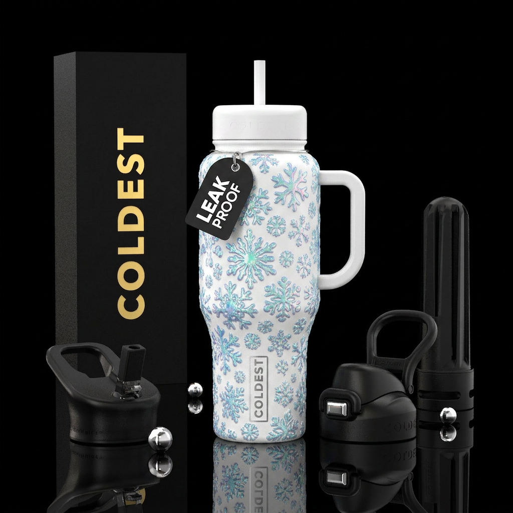 Snowflakes water bottle design