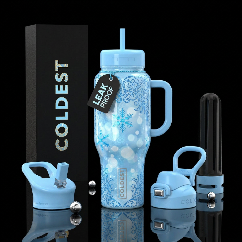 snowflakes water bottle design