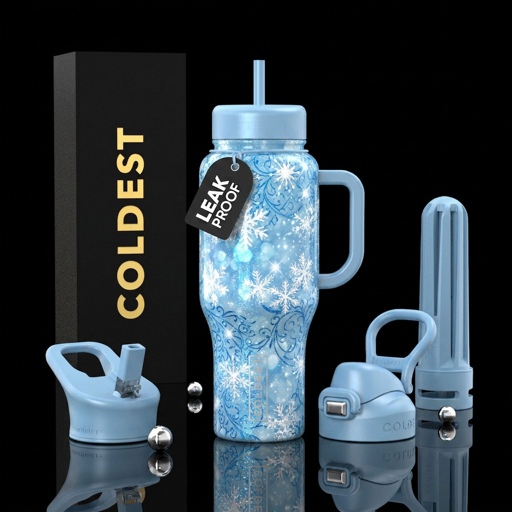 Snowflakes water bottle design