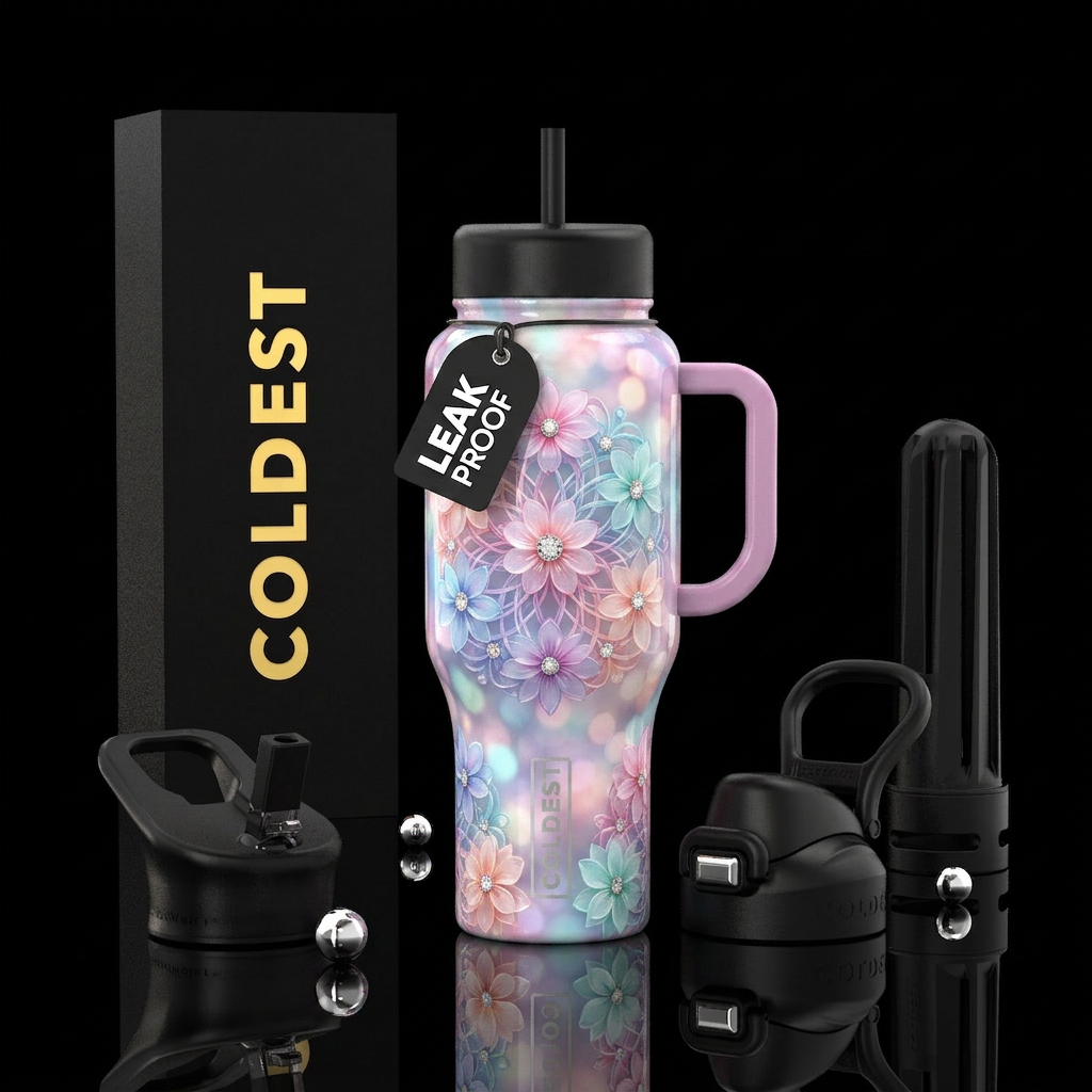Flowers water bottle design