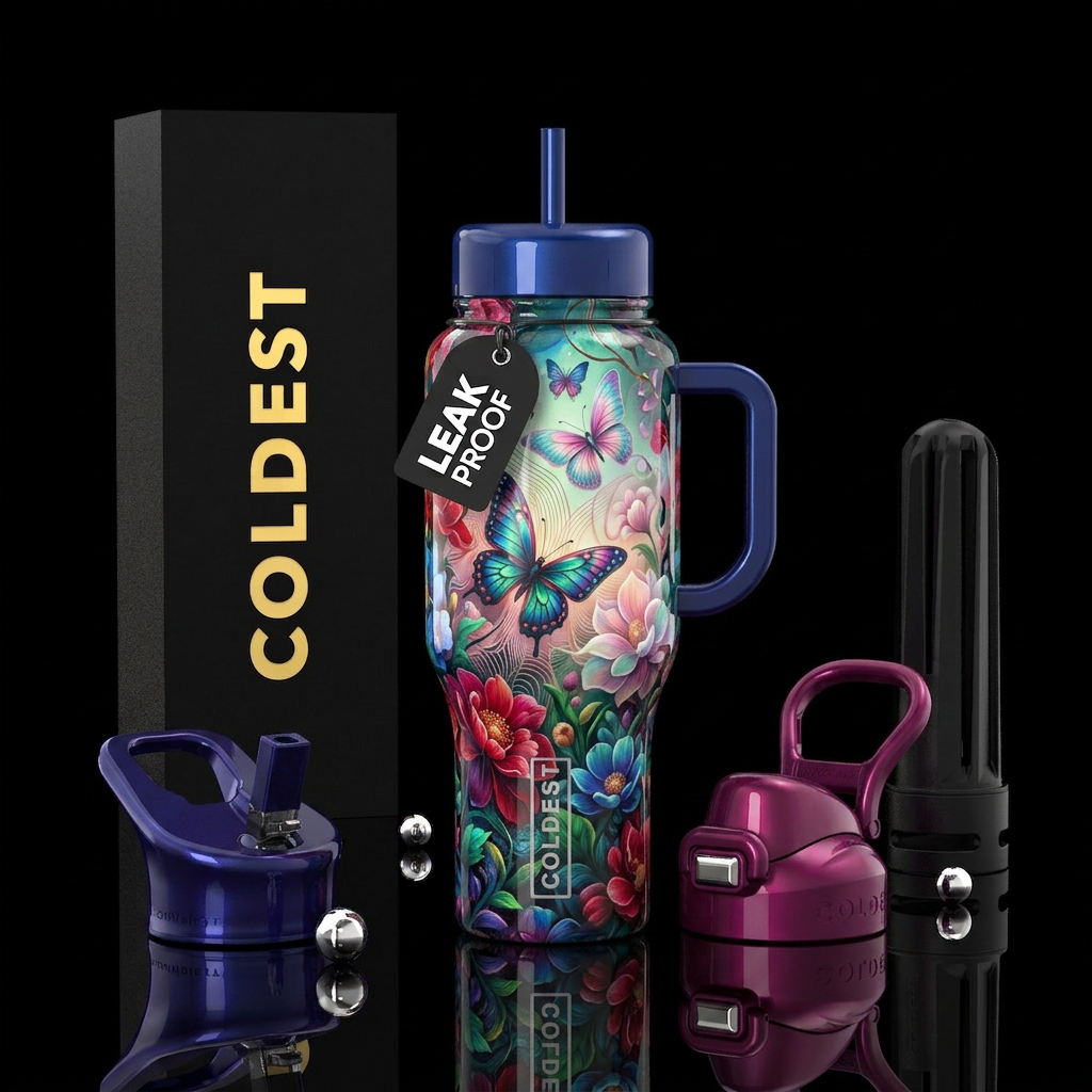 Floral art water bottle design