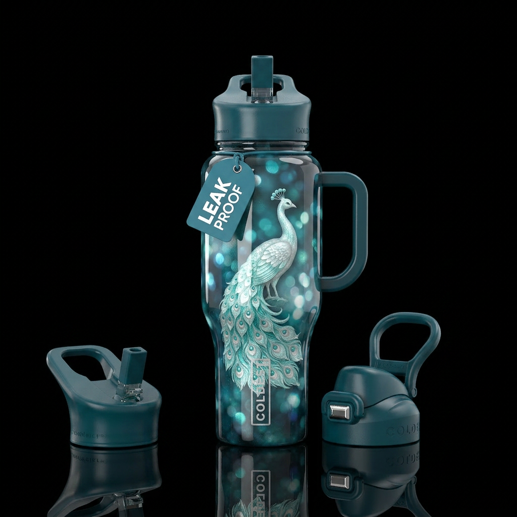 Peacock water bottle design