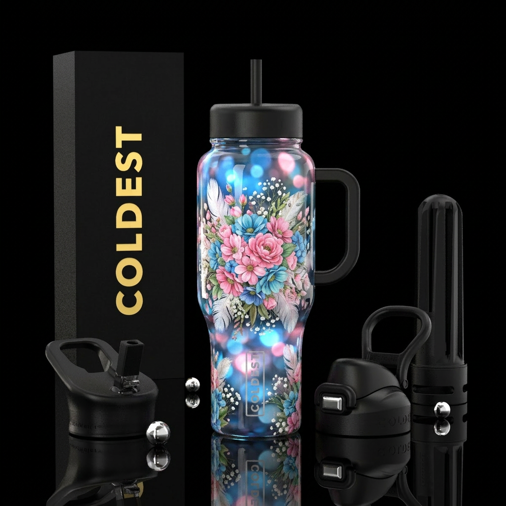 Flowers water bottle design