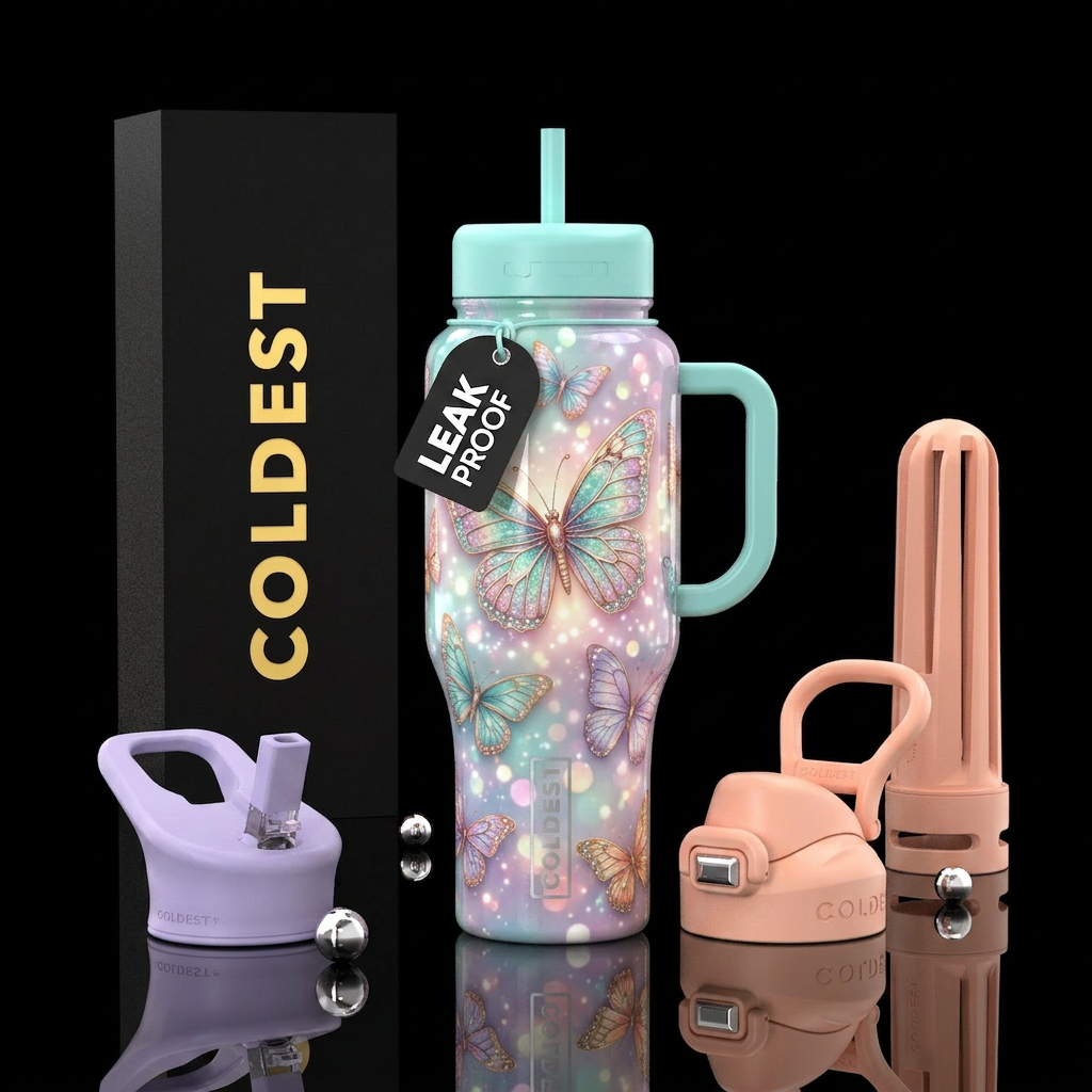 Butterflies water bottle design