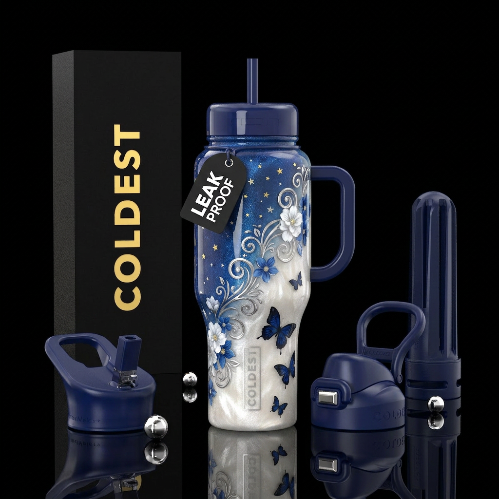 Art n flowers water bottle design