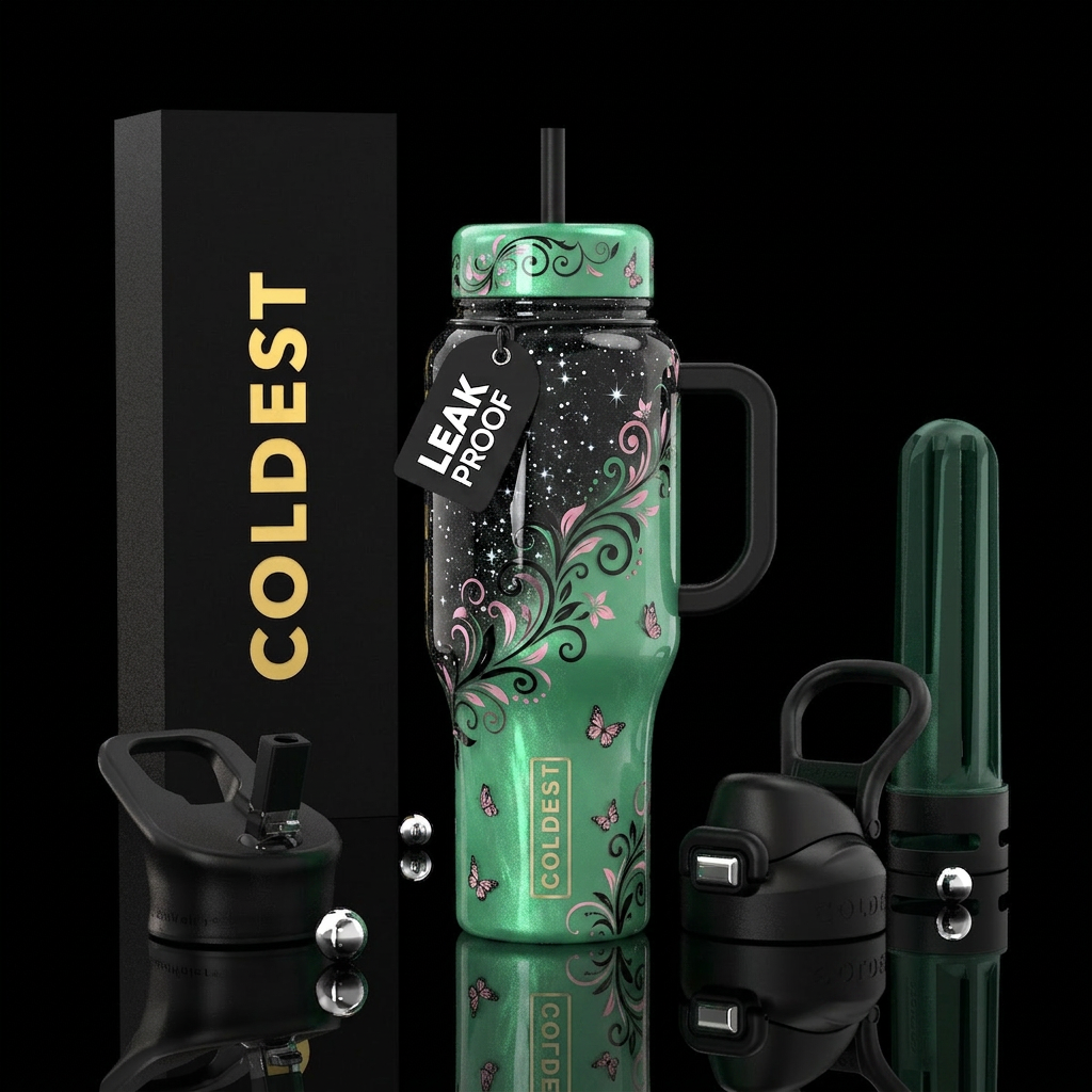 Art n flowers water bottle design