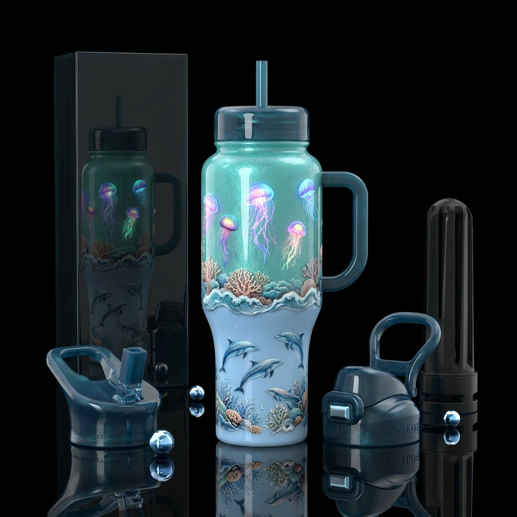 Ocean life water bottle design
