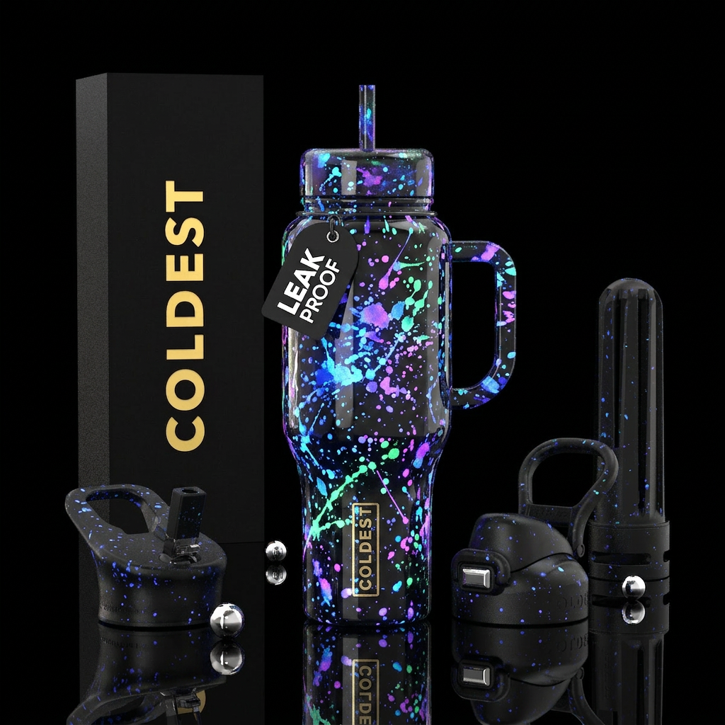 Splatter water bottle design